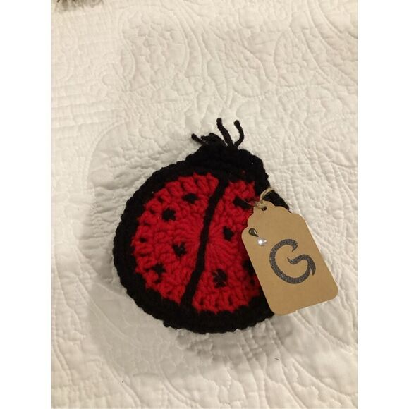 Ladybug Crochet Coaster Set 4 Piece - Picture 2 of 4
